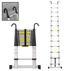 MXM Teleskopska lestev s kavlji - 3,8 m, aluminijasta