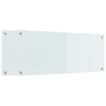 Vidaxl Zaščita za kuhinjo 2 pcs Bela 100 x 40 cm kaljeno steklo