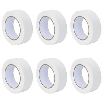 Vidaxl Maskirni trakovi za slikarje 6 pcs Bela 38mm x 50m Papir