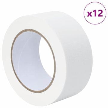 Vidaxl Maskirni trakovi za slikarje 12 pcs Bela 50mm x 50m Papir