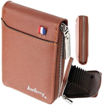 Camerazar Moška denarnica s etuijem za kartice, rjava ekokoža, 13 predelkov, 8x11x2 cm