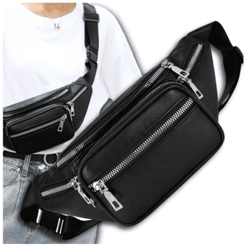 Camerazar Velika ledvična torba iz ekološke umetne kože, srebrna strojna oprema, širina 30 cm - višina 14 cm - debelina 8 cm