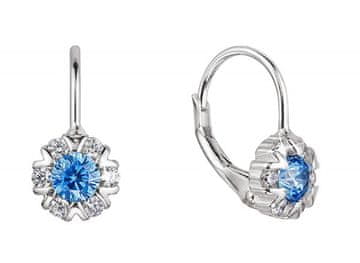 Evolution Group Srebrni dekliški uhani s cirkoni 11474.3 aqua