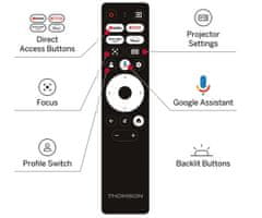 Thomson SIRIUS PG55B projektor, 4K UHD, Google TV, pametni daljinec, črn
