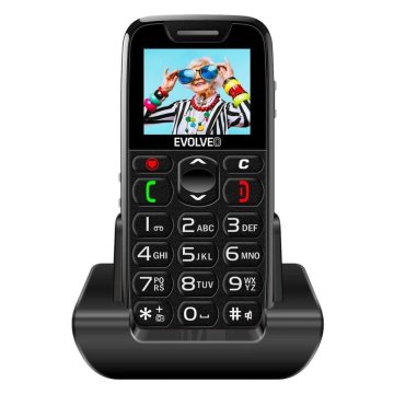 Evolveo EasyPhone telefon na tipke s polnilnim stojalom, črn