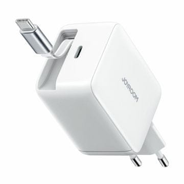 Joyroom polnilec 65W USB TipC GaN QC PD s kablom bel JR-TCL06