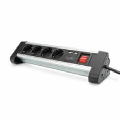 Digitus razdelilec 4x220V 2xUSB namizni s stikalom 1,5m črn DA-70614