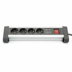 Digitus razdelilec 4x220V 2xUSB namizni s stikalom 1,5m črn DA-70614