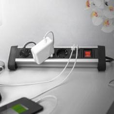 Digitus razdelilec 4x220V 2xUSB namizni s stikalom 1,5m črn DA-70614