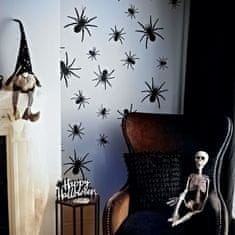 Family Noč čarovnic - komplet pajkov - samolepilni - črni - 30 kosov / paket