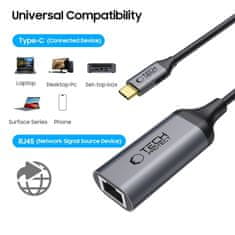 Tech-protect Ultraboost adapter USB-C / RJ45, črna