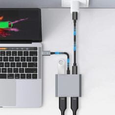 Tech-protect HB08 HUB adapter USB-C - USB 2.0 / 2x HDMI 4K, siva
