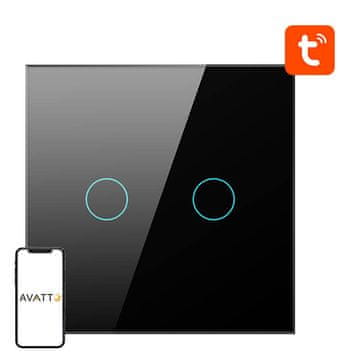 Avatto Inteligentno stikalo ZTS02-EU-B2 2-slojno, črno