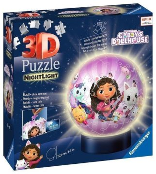 Ravensburger 3D puzzle-kule: Gabby's Dollhouse 72 kosov (nočna izdaja)