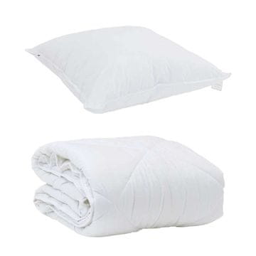 Vidaxl Poletna odeja z blazino 2 pcs Bela Mikrovlakna