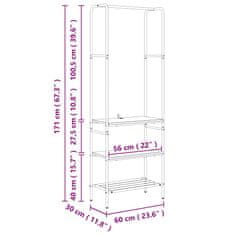 Vidaxl Stojalo za oblačila s polico Umetni hrast 60 x 30 x 171 cm