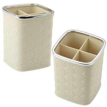 Lean-toys Organizator za čopiče, štirje predali, bel, 12 x 9,5 cm