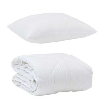 Vidaxl Poletna odeja z blazino 2 pcs Bela Mikrovlakna