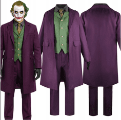 Korbi Kostum Joker klovn – 6-delni komplet za cosplay, Halloween in preobleke Batman