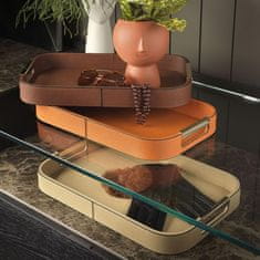 Evviva Pladenj Ecopel 40x24cm / pravokoten / bež / imitacija usnja