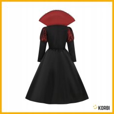 Korbi Kostum Vampirke – obleka s čokerjem, komplet Drakula za Halloween in pustni ples