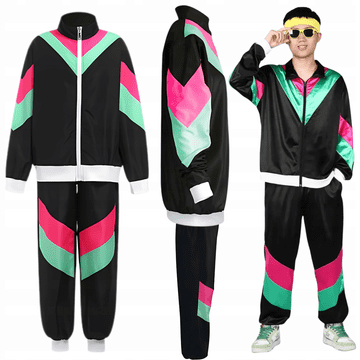 Korbi Kostum 80. let – retro preobleka Rap / Disco / Hip-Hop za tematsko zabavo, velikost M