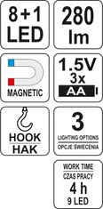 shumee DELAVNIŠKA SVETILKA 2V1 LED MAGNET 3XAA - YT-08513