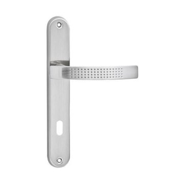 shumee ASTRA DÖRRHANDTAG LÅNG PLÅT 90MM FÖR NYCKEL BB BORSTAD NICKEL.