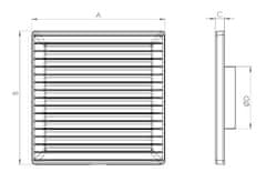 airRoxy VENTILATIONSGALLER MED NÄT 170*170, FI 125 GRAFIT - RX 02-257