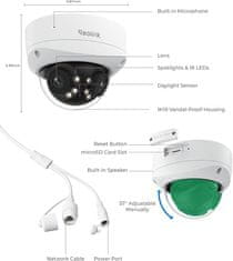 Reolink DUO P757 IP kamera, 16MP 4k+ Ultra HD, 2 objektiva, bela