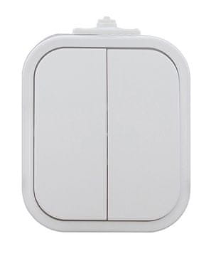 ABEX DVOJNO STIKALO B2 N/T IP44 BELO - E+9001550
