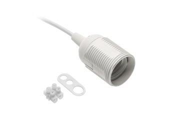 shumee Okov za žarnico E27 s kablom in blokom 240V 60W, 2X0,75MM2 BELA - V-E27000-00
