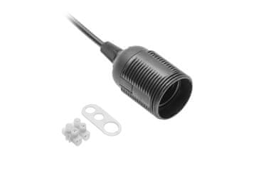 shumee Okov za žarnico E27 s kablom in blokom 240V 60W, 2X0,75MM2 ČRNE barve - V-E27000-10