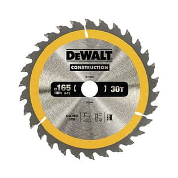 shumee PÍLOVÝ KOTÚČ NA KRUHOVÚ PÍLU NA DREVO 165/20 MM, 30 ZUBOV - DW DT1935-QZ