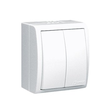 shumee DVOJNO STIKALO AQUARIUS, HERMETIČNO, IP54, BELO, Z OSVETLITVO - E131AA-KN290