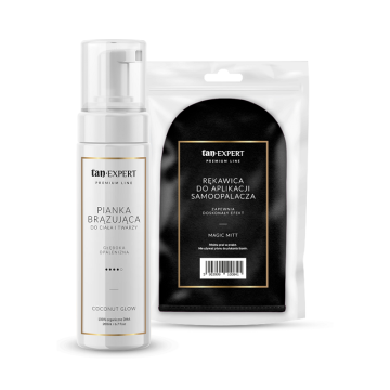shumee TanExpert Coconut Glow samoporjavitvena pena + rokavice