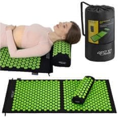 shumee 4FIZJO Velika akupresurna podloga z blazino 110x42 črna in zelena
