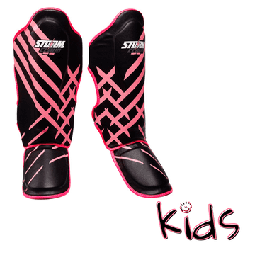 shumee Ščitniki za goleni StormCloud Lynx Kids črno/roza za otroke M