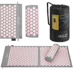 shumee 4FIZJO VELIKA akupresurna podloga z blazino, sivo-roza, 110x42