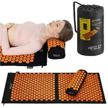 shumee 4FIZJO Velika akupresurna podloga 110x42 črna in oranžna