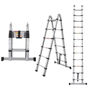 MXM 2v1 teleskopske lestve / s pregibom - 3,8 m, aluminijaste