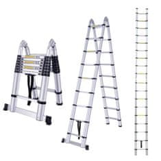 MXM 2v1 teleskopske pregibne lestve / dvokrake - 5,6 m, aluminijaste