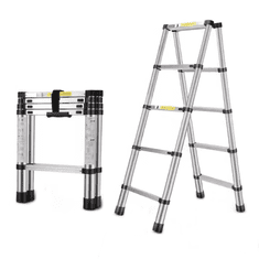 MXM Zložljive aluminijaste dvojne lestve – 1,4 m + 1,4 m