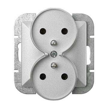 ABEX DVOJNA VTIČNICA PEARL P/TZ/U SREBRNA - E+9002151