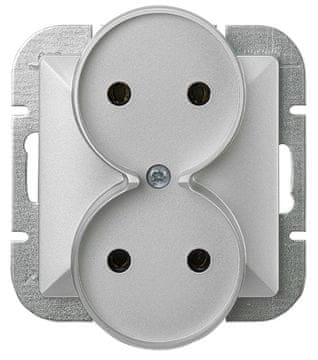 ABEX DVOJNA VTIČNICA PEARL P/TB/U SREBRNA - E+9002140