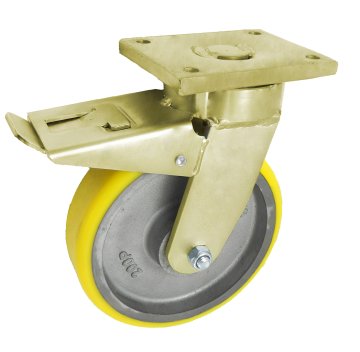 shumee Gjutjärns-polyhjul 200 mm svetsat hjulhus + broms 65ZPH - KL200 65ZPH