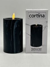 shumee LED SVEČA MARMORNI EFEKT 15 CM FI 9 CM ČRNA 6/23 NWH-B BREZ BATERIJ