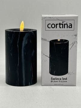 shumee LED SVEČA MARMORNI EFEKT 15 CM FI 9 CM ČRNA 6/23 NWH-B BREZ BATERIJ