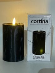 shumee LED SVEČA MARMORNI EFEKT 15 CM FI 9 CM ČRNA 6/23 NWH-B BREZ BATERIJ