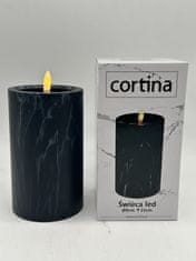 shumee LED SVEČA MARMORNI EFEKT 15 CM FI 9 CM ČRNA 6/23 NWH-B BREZ BATERIJ